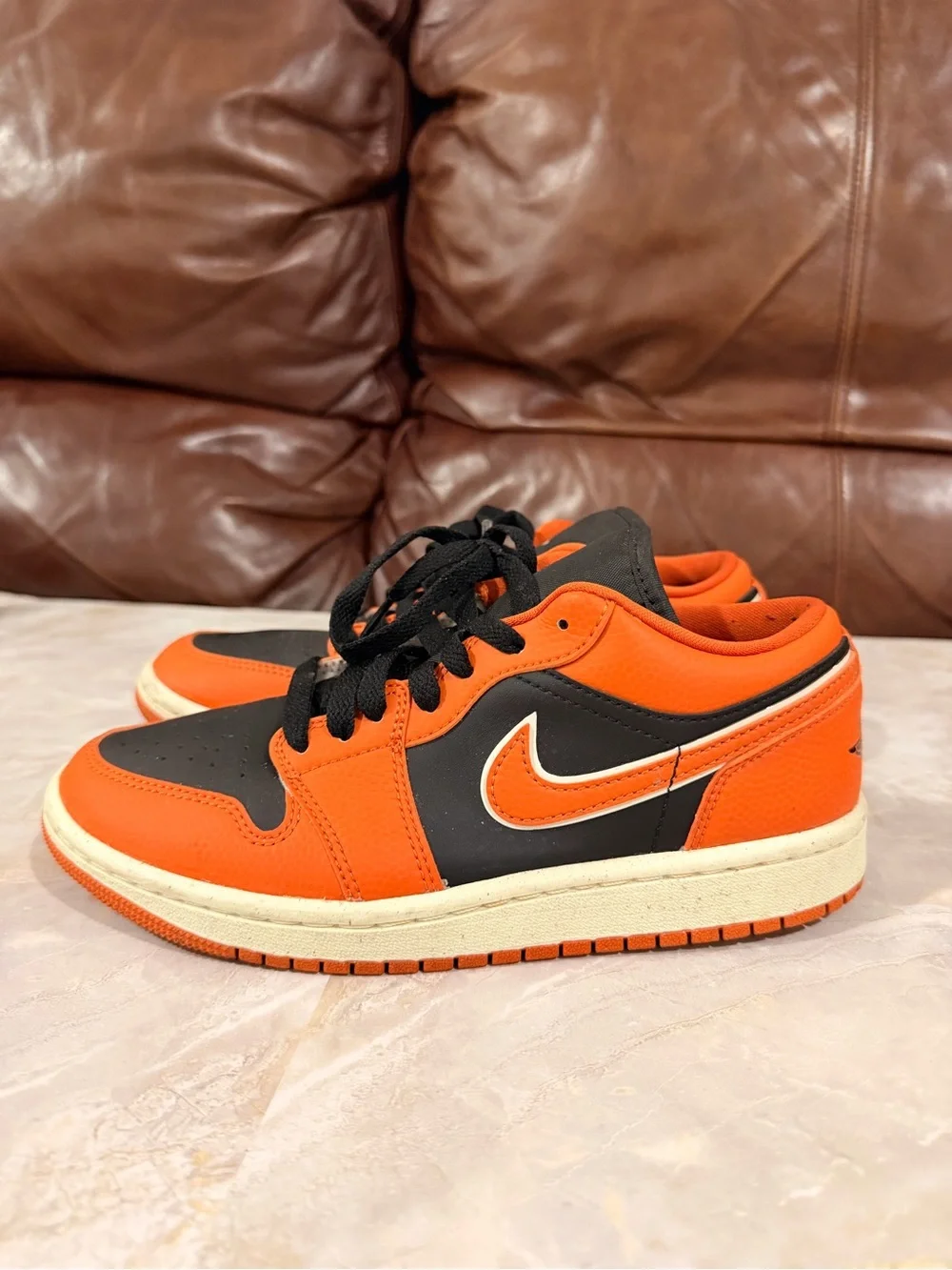 Jordan Men's Low-Top Sneakers in Orange and Black